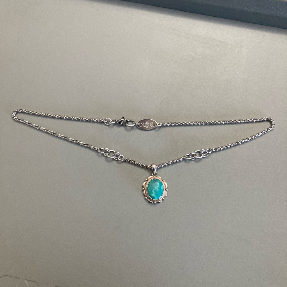 925 sterling silver turquoise charm on stainless steel chain necklace boho stone - Picture 14 of 15